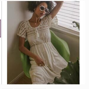 NEW Cleobella white ivory crochet midi dress XS